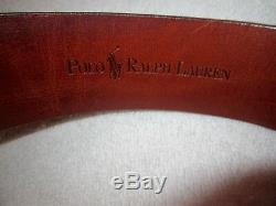 Ralph Lauren Polo Brown Leather Belt Brass Buckle Horse Italy 30 Vintage Superb