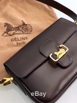 Rare Authentic Celine New Vintage Horse Box Bag Leather Purse