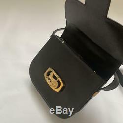 Rare Authentic Celine Vintage Shoulder Bag Leather Black Horse Carriage