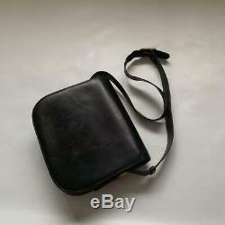 Rare Authentic Celine Vintage Shoulder Bag Leather Black Horse Carriage