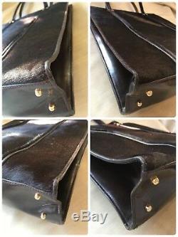 Rare Authentic Vintage GUCCI Black Pony Horse Hair Leather Tote Shoulder Bag