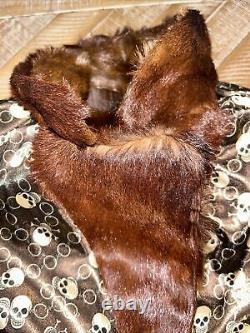 Rare SKULL horse hair / cow Hide Fur leather Gothic Reversable Satin Jacket coat