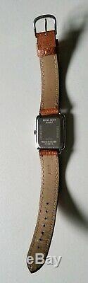 Rare Swiss Army Cavalry Rectangular White Face Date Watch Brown Leather Band