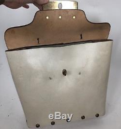 Rare! VTG 60s 70s White Leather Enid Collins Purse Bucket Bag Brass Horse