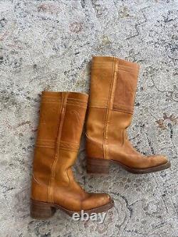 Rare VTG 70s Saddle Frye Campus Stitching Horse Boots Size 8.5 Mens Distressed