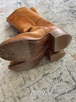 Rare VTG 70s Saddle Frye Campus Stitching Horse Boots Size 8.5 Mens Distressed