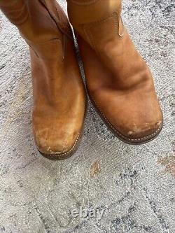 Rare VTG 70s Saddle Frye Campus Stitching Horse Boots Size 8.5 Mens Distressed