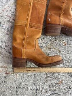 Rare VTG 70s Saddle Frye Campus Stitching Horse Boots Size 8.5 Mens Distressed