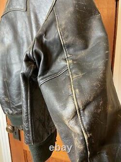 Rare VTG Genuine Horse Hide Front Quarter Black Leather Jacket Motorcycle Sz 44