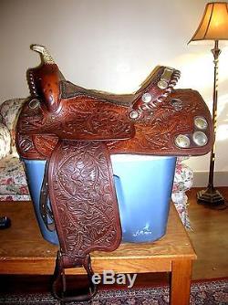Rare Vintage 15-16 Buford Roper Trail Show Western Brown Leather Horse Saddle