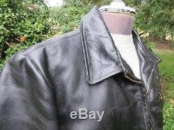 Rare Vintage 1950's Excelled Leather Horse Hide Jacket Black Motorcycle Coat