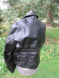 Rare Vintage 1950's Excelled Leather Horse Hide Jacket Black Motorcycle Coat