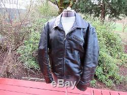 Rare Vintage 1950's Excelled Leather Horse Hide Racer Motorcycle Jacket Black