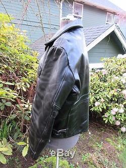 Rare Vintage 1950's Excelled Leather Horse Hide Racer Motorcycle Jacket Black