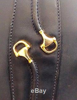 Rare Vintage 1966 Gucci Equestrian Navy Blue Horse-bit Clutch Handbag Purse