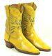 Rare Vintage 60s Vivid Yellow Peewee Cowboy Boots Inlay Green Eagles Men's 10