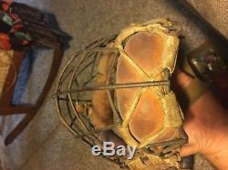 Rare Vintage Baseball Mask Early Catchers Metal Leather Horse Hide Rawlings