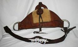 Rare Vintage Bronc Bareback Riding Saddle Rigging Leather & Sheepskin Horse