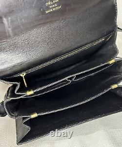 Rare Vintage CELINE Leather Shoulder Bag Horse Carriage Cogwheel FM Japan