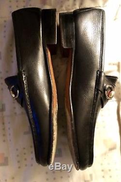 Rare & Vintage GUCCI Horse Bit LOAFERS Black LeatherGold Tone 44 1/2 S / US11
