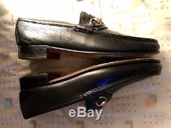 Rare & Vintage GUCCI Horse Bit LOAFERS Black LeatherGold Tone 44 1/2 S / US11