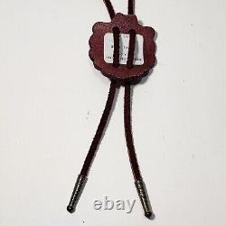 Rare Vintage Gene Autry Museum Tooled Leather Horse Bolo Tie Western Cowboy