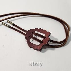 Rare Vintage Gene Autry Museum Tooled Leather Horse Bolo Tie Western Cowboy