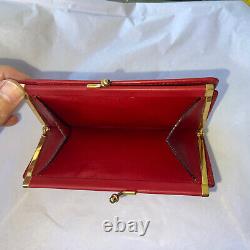 Rare Vintage Mark Cross Italy Red Leather Wallet/Coin Purse Gold Horse Head