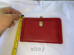 Rare Vintage Mark Cross Italy Red Leather Wallet/Coin Purse Gold Horse Head