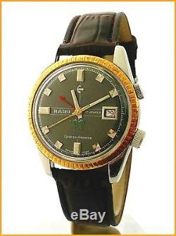 Rare Vintage Rado Green Horse Alarm 11790 Manual Wind 36mm Steel Men's Watch