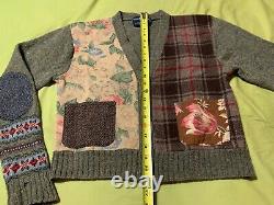 Rare Vintage Ralph Lauren 80s Floral Patchwork Hand Knit Cardigan Sweater