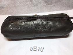 Rare Vtg Gucci Italy Black Leather Long MakeUp / Pencil Travel Case Horse Bit