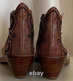 Rare ZALO Vintage Leather Horse Appliqué Ankle Boots Booties Browns & Beiges 7M