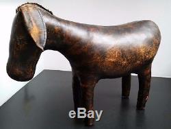 Rare beautiful large Abercrombie omersa vintage leather horse / donkey footstool