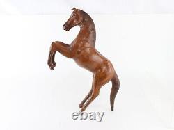 Rearing Vintage Leather Horse Statue Collectible Item 16 Tall