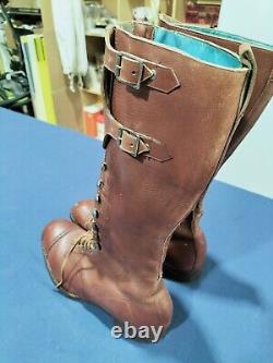 Riding Boots Vintage Cavalry Polo All Leather Lace & Buckle Australian Made