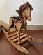 Rocking Horse Wood Leather Harness Padded Saddle Seat PA Amish Large Sturdy Vtg