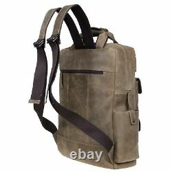 S-ZONE Vintage Crazy Horse Genuine Leather Rugged Backpack Carry-On Sports Bag