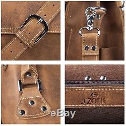 S-ZONE Vintage Crazy Horse Leather Briefcase Shoulder & Backpack