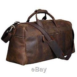 S-Zone Vintage Crazy Horse Leather Mens Travel Duffle Luggage Bag Travel Bag Lug