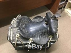 SIMCO Black Leather Western Saddle USED Vintage Authentic Cowboy Horse RODEO