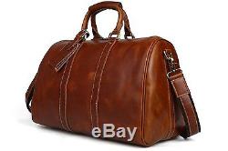 SUNVP Mens Crazy Horse Leather Overnight Duffle Bag Vintage Tote Crossbody Bags