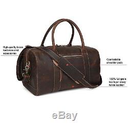 SUNVP Mens Leather Travel Duffle Bags Crazy Horse Vintage Luggage Shoulder