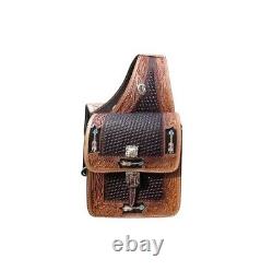 Saddle Bag Western Leather Horse Trail Bags Vintage Tack Horn Cow Hide