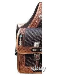 Saddle Bag Western Leather Horse Trail Bags Vintage Tack Horn Cow Hide