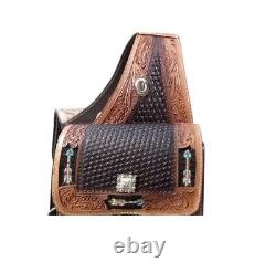 Saddle Bag Western Leather Horse Trail Bags Vintage Tack Horn Cow Hide