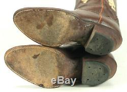 Sanders Vintage Womens 17 Inch Tall Cowboy Boots Brown Leather Inlay Snake 6.5 C