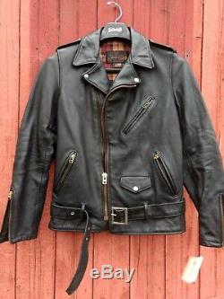 Schott Nyc PERFECTO BIKER LEATHER PER -2 VINTAGED horse hides MADE IN USA RARE