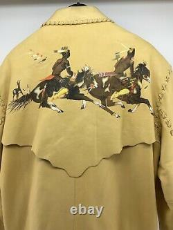 Scully Mens 42 Western Indian Native American Hunting Horses Leather Jacket