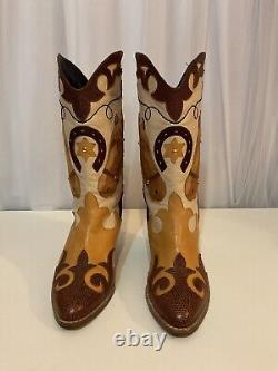 Size 8 M- Zalo Vintage Women's Cowboy Western Boots Horse Design RARE